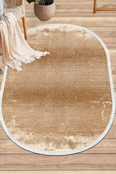 Birkilim Oval Yıkanabilir İpeksi Kaymaz Taban Dekoratif Halı | MLN-IP-O-SD-343