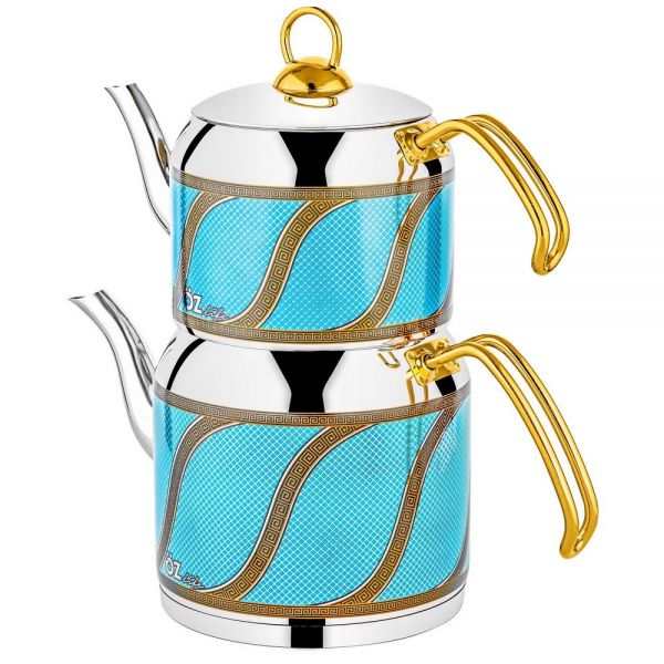 Öz Life | Enza Dekorlu Turkuaz Çaydanlık 850-1300 ml