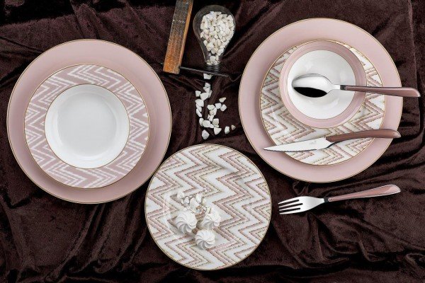 Neva Valentine 24 Teilig Tafelservice Set | 6 Personen | Rund | Rose Chocolate | N2587