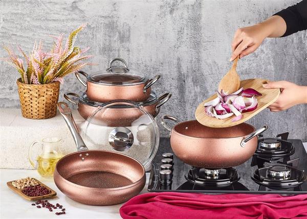 Pink Modus 7 Piece Granite Cookware Set
