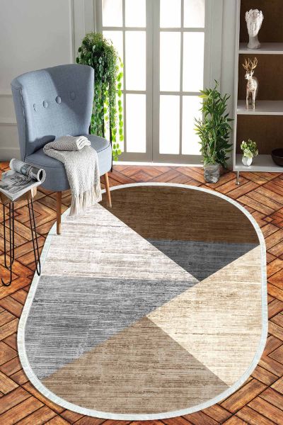 Birkilim Oval Yıkanabilir İpeksi Kaymaz Taban Dekoratif Halı | MLN-IP-O-HT-925