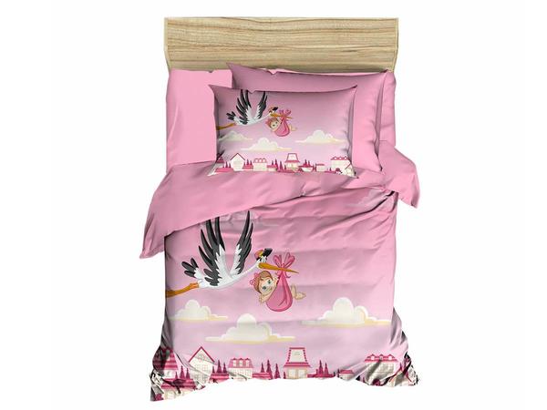 Dijital Baskılı 3d Bebek Nevresim Takımı Happy Baby Pembe