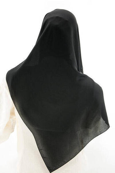 Medine İpeği Taşlı Şal Siyah