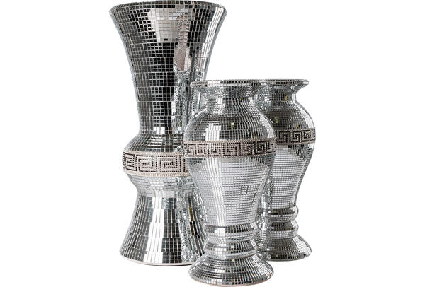 Dekonaz | 1 Büyük 2 Küçük Vazo Seti | Dekoratif | Aynalı | Seramik | 27x13 | 36x15 | Gp-0105