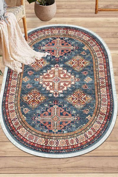 Birkilim Oval Yıkanabilir İpeksi Kaymaz Taban Dekoratif Halı | MLN-IP-O-HY-992