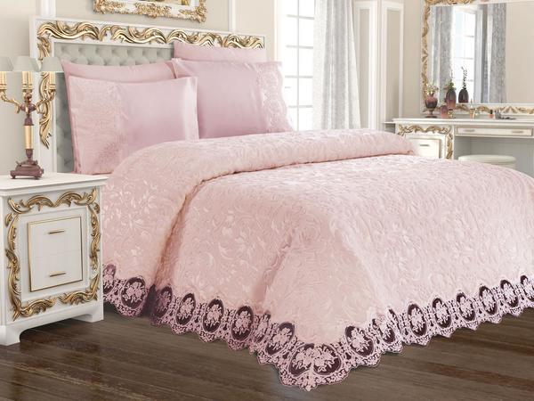 French Laced Dowry Blanket Set Karina Powder