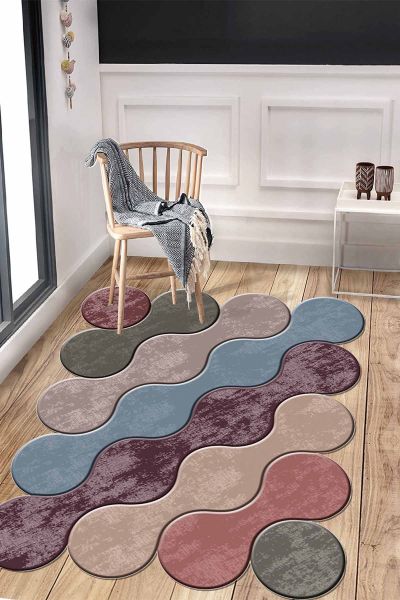 Birkilim Lazer Kesim Yıkanabilir İpeksi Kaymaz Taban Dekoratif Halı | MLN-IP-HT-876