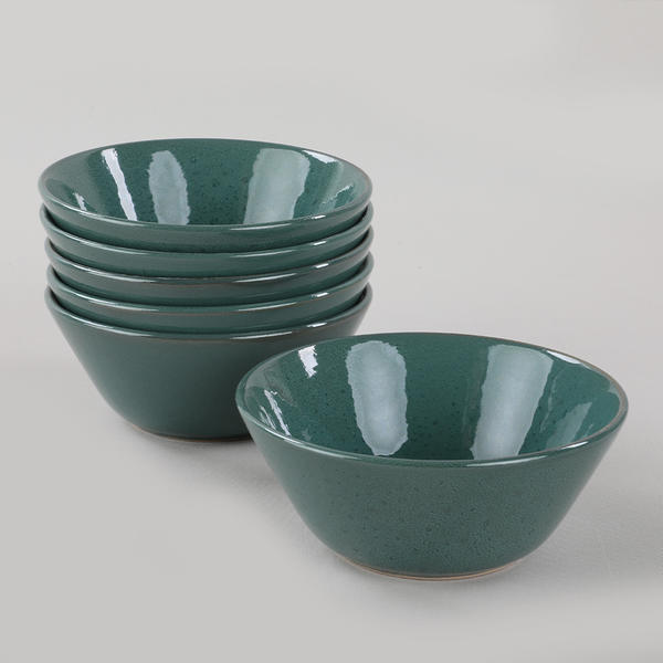 Grüner Granit strukturierte hethitische Suppenschüssel 14 cm 6 Stück | Keramika