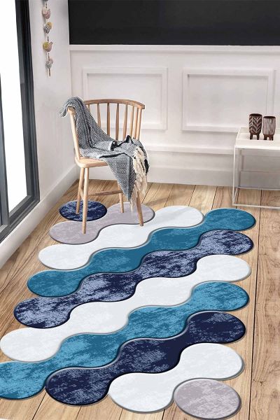 Birkilim Lazer Kesim Yıkanabilir İpeksi Kaymaz Taban Dekoratif Halı | MLN-IP-HT-882