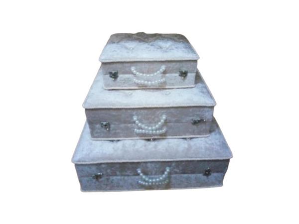 Çeyizlik Kapitoneli İncili Berrak 3 Lü Çeyiz Çantası Cappucino