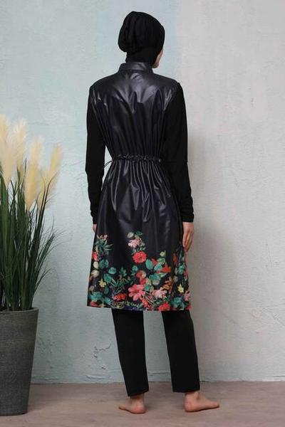 Haşema N-8011-19 Verda Siyah Tam Kapalı Tesettür Mayo