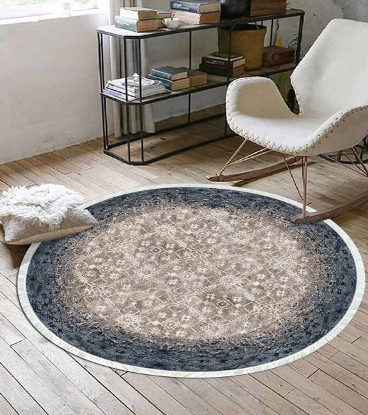 Birkilim Yuvarlak Yıkanabilir Dekoratif Halı İpeksi Kaymaz Taban | MLN-IP-YU-HT-246