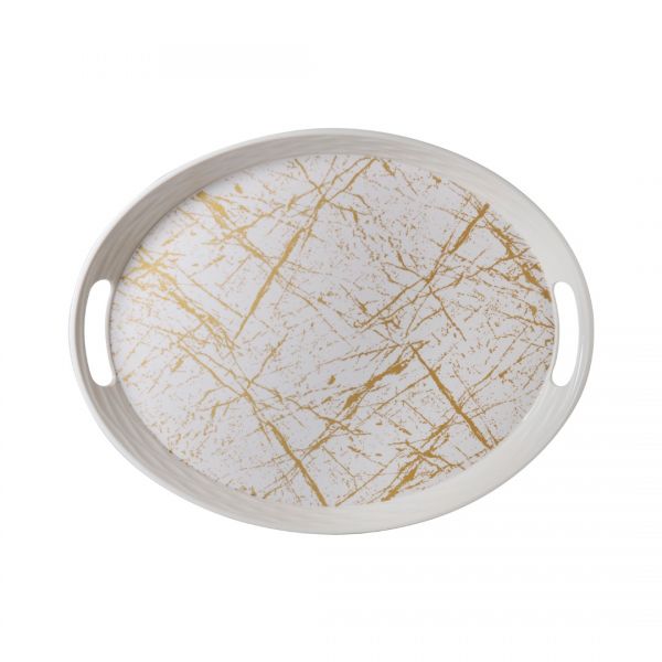 İpek Züccaciye | Beyaz Altın Melamin Mermer Desenli Tepsi