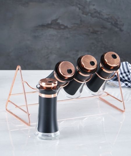 Acar Mutfak | 4 Parça Standlı Cam Baharat Seti