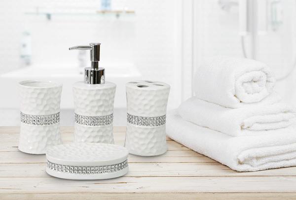 Duygu 4 Parça Dalgalı Tasarım Banyo-WC Seti - Beyaz