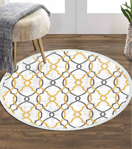 Birkilim Yuvarlak Yıkanabilir Dekoratif Halı İpeksi Kaymaz Taban | MLN-IP-YU-HY-1053