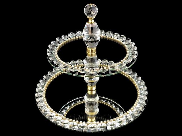 Dekonaz 2 Katlı Kristal Servis Tabağı | DTX-Kristal-94