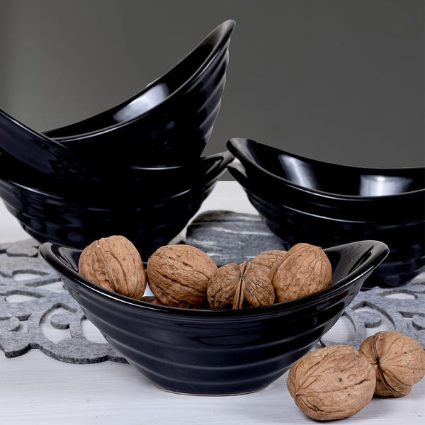 Siyah Gondol Çerezlik 16 Cm 6 Adet | Keramika