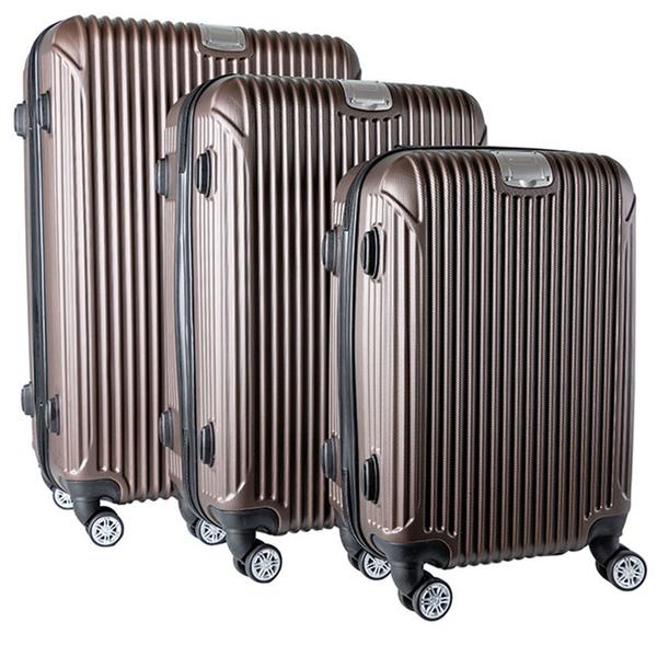 Star | Hard Case 3'lü Lüks Bavul Seti | 360° Dönen Tekerlekli | Kahve | TSA Kilitli | GP-0066-coffee