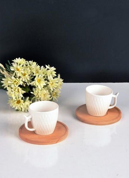 Bayev Beyaz 2 Kişilik Fincan Takımı Ve Ahşap Altlığı 101141-18-