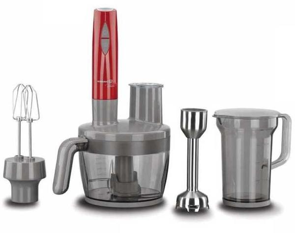 Korkmaz Vertex | Multifunktionsmixer | 1300 W | inkl. Mixbehälter- & Zerkleinerer | Rot | Edelstahl-Schneebesen | A455-01