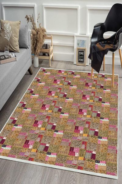 Birkilim Yıkanabilir Dekoratif Halı İpeksi Kaymaz Taban | MLN-IP-HS-517