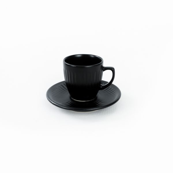 Mat Siyah Line Kahve Fincan Takımı 12 Parça 6 Kişilik | Keramika