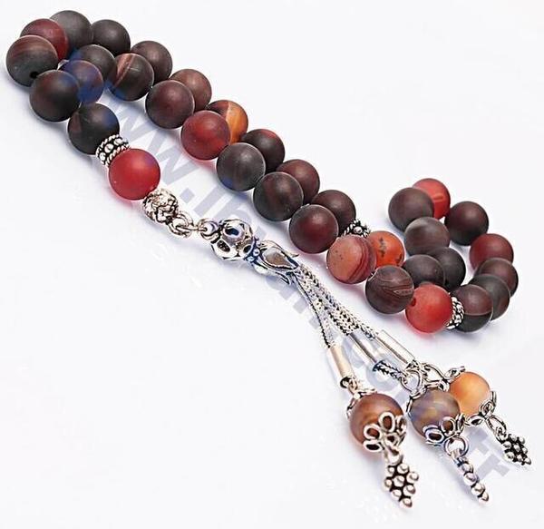 Chapelet en pierre d'agate (925 SET ARGENT 8mm)