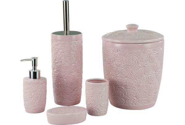 Fugurato 5 Parça Banyo Seti Gül Desenli | Pembe | FG.501645000002
