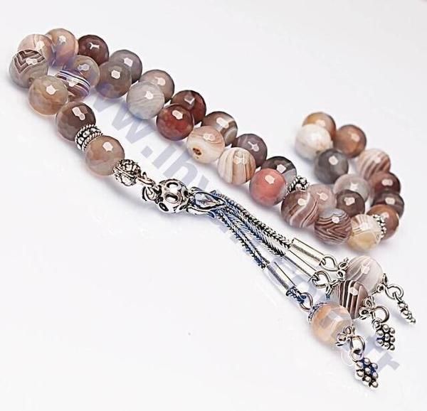 Chapelet en pierre d'agate (argent 925 AYARS à facettes)