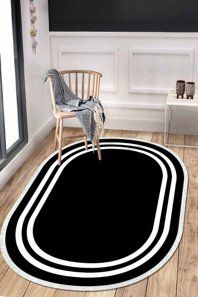 Birkilim Oval Yıkanabilir İpeksi Kaymaz Taban Dekoratif Halı | MLN-IP-O-HT-531