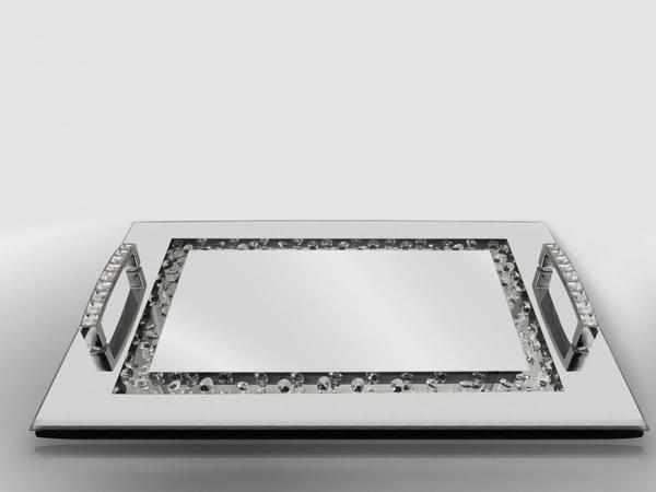 Dekonaz Lüks Aynalı Kristal Taşlı Orta Boy Tepsi | DTX-DTK-10