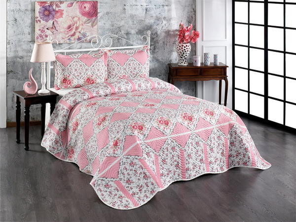 Belenay Baskılı Tek Kişilik Kapitone Yatak Örtüsü -Rio Pembe