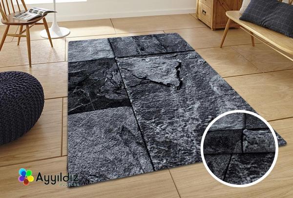 Ayıldız Plus Duvar Desenli Halı 100% PP Heatset 6mm 1400gr | Siyah | 8004Black