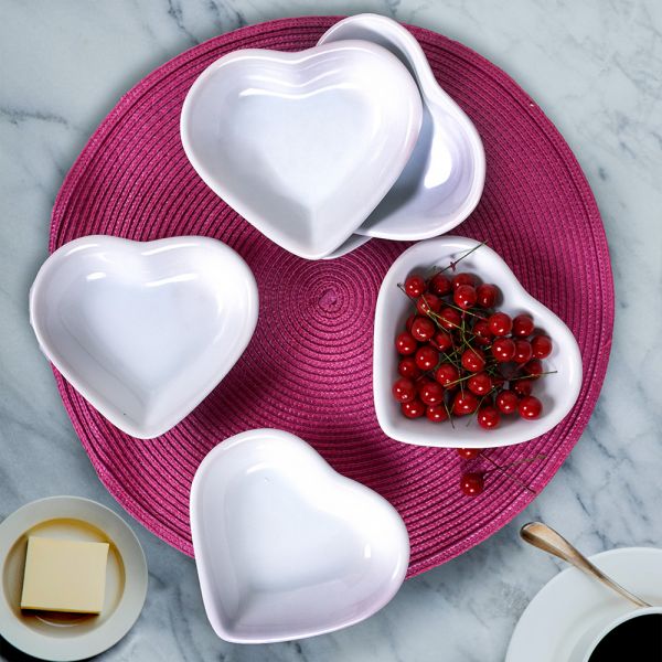 Beyaz Kalp Çerezlik 14 Cm 6 Adet | Keramika