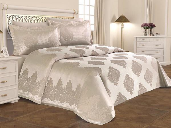 Jakarlı Şönil Derya Pike Takımı Krem