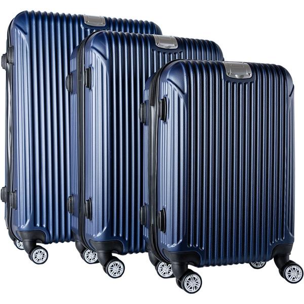 Star | Hard Case 3'lü Lüks Bavul Seti | 360° Dönen Tekerlekli | Lacivert | TSA Kilitli | GP-0065-dbl