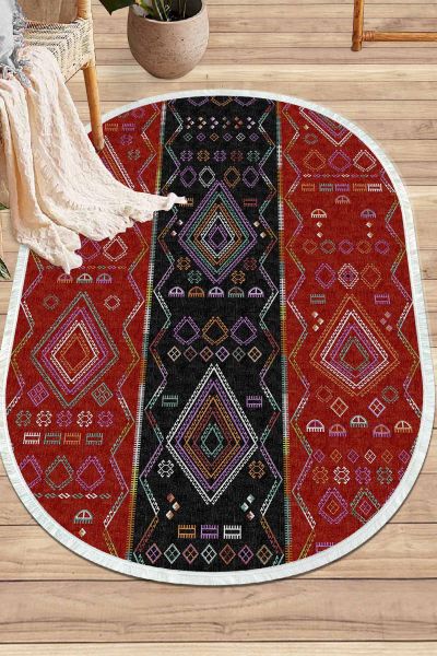 Birkilim Oval Yıkanabilir İpeksi Kaymaz Taban Dekoratif Halı | MLN-IP-O-SD-375