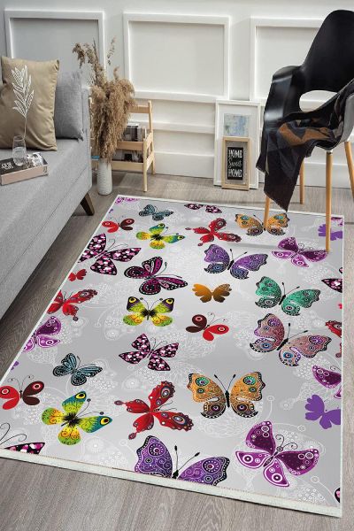 Birkilim Yıkanabilir Dekoratif Halı İpeksi Kaymaz Taban | MLN-IP-HS-483