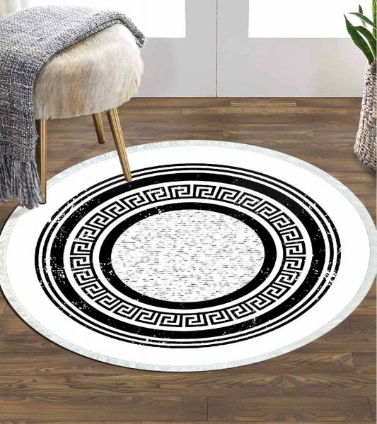 Birkilim Yuvarlak Yıkanabilir Dekoratif Halı İpeksi Kaymaz Taban | MLN-IP-YU-HT-1533