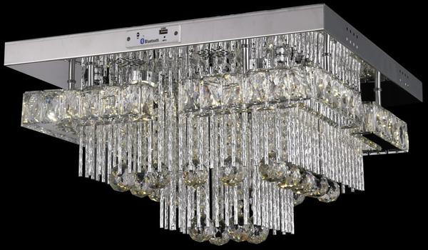 Dekonaz Kristal LED Kare Tavan Lambası MP3 Bluetooth 60cm | DTX-C23-27