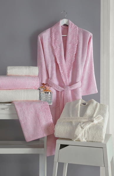 Soley Verona Bambu Dantelli Aile Seti Ekru-Pudra