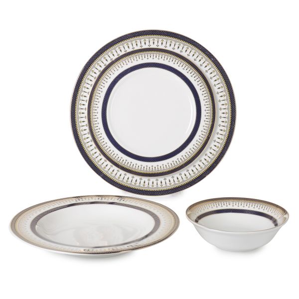 İpek Züccaciye | 24 Parça Altın - Mavi Yemek Takımı