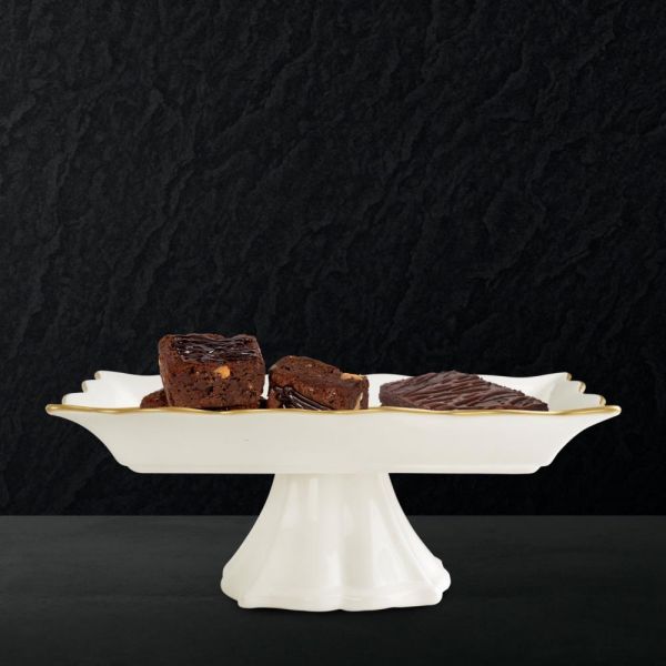 Asaf Home Beyaz Gold Ayaklı Çikolata Sunum Tabağı
