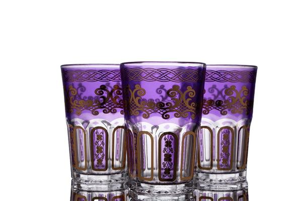 Bavary | Desenli Bardak | 12 Adet | Mor-Altın | By-2307-9