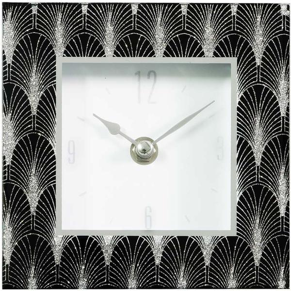 Dekonaz Moderne Kleine Uhr Kristal mit Palmemotive I Schwarz I 14cm