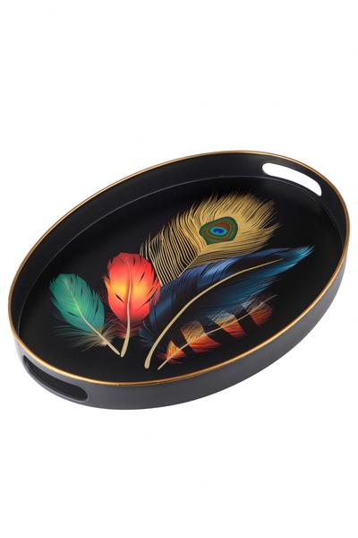 Queen's Kitchen | Lüx Siyah Yaldızlı Büyük Tepsi