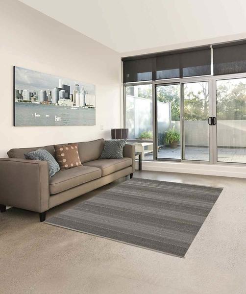 Merinos Teppich Maestro Flatweave Streifenmuster Grau | 20655-95-Grey