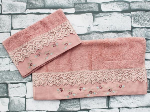 Mitgift Land Small Rose 2er-Set Handtücher Puder