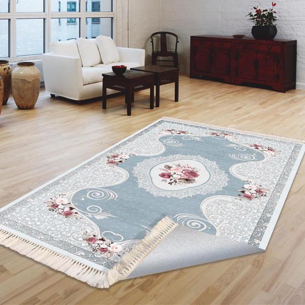 Milano Yıkanabilir Dekoratif Halı Kaymaz Taban | 8mm | Mavi | MLN-HK053-1